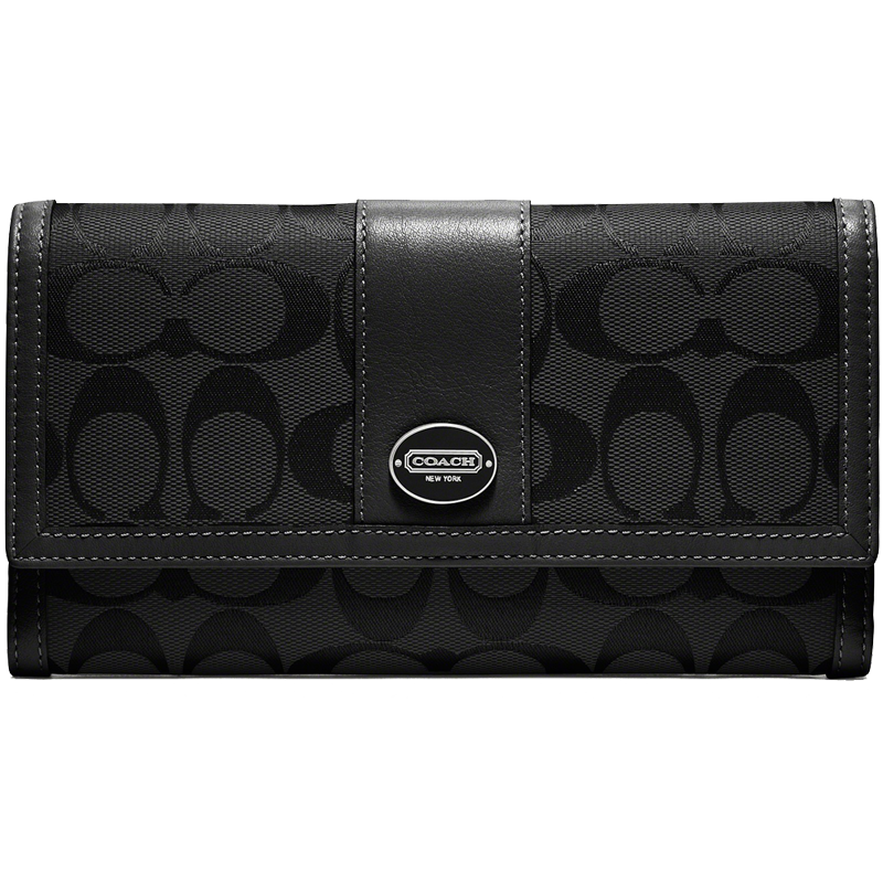 coach black leather checkbook wallet